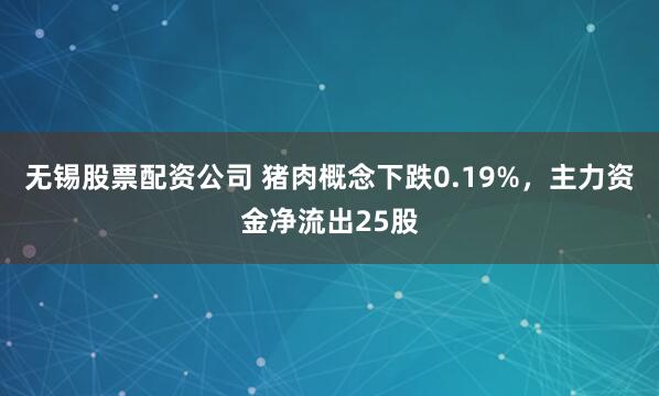 无锡股票配资公司 猪肉概念下跌0.19%，主力资金净流出25股